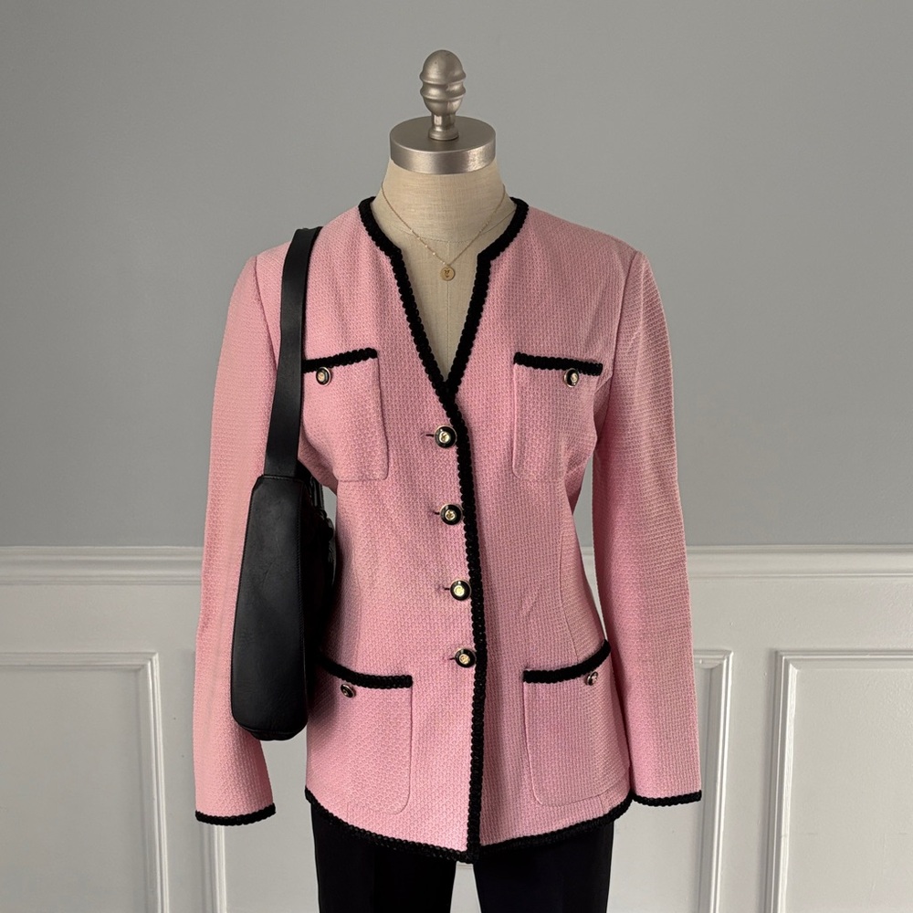 St. John Pink Blazer with Black Accents